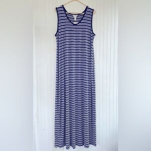 Three Seasons Maternity Navy White Striped Tank top Maxi Dress Size XL, NWT